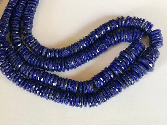 8-12mm Lapis Lazuli Spacer Beads, Natural Lapis Lazuli Faceted Spacer Beads, Lapis Lazuli Tyres For Necklace (8in To 16in Options)
