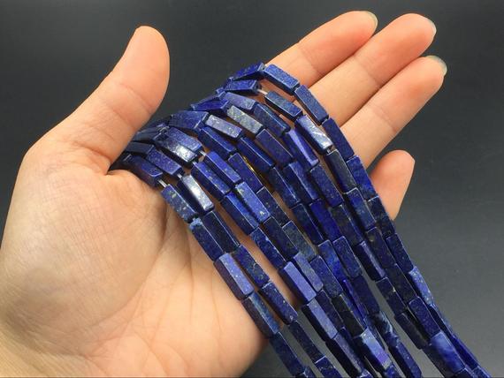 Lapis Lazuli Tube Beads Lapis Rectangle Tube Beads Gemstone Beads Blue Lapis Blue Semiprecious Beads 4x14mm High Quality Jewelry Supplies