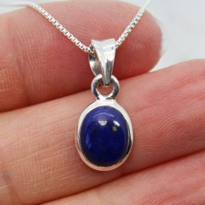 Dainty Lapis Lazuli Round Drop Charm Pendant Lapis Lazuli or Amazonite Pendant Necklace Tiny Lapis Lazuli Necklace Lapis Lazuli Necklace