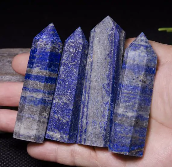 4pcs Natural Lapis Lazuli Crystal Tower/lapis Lazuli Point/energy Stone/decor/crystal Grid/reiki/chakra/special Gift/blue Stone/blue Crystal