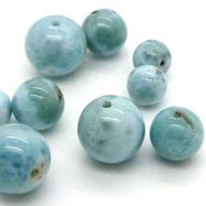Single Bead – High Quality AAA Genuine Larimar Natural Gemstone Smooth Polished Round Sphere Stone 12mm Beads – PG311 Single | Natural genuine round Larimar beads for beading and jewelry making.  #jewelry #beads #beadedjewelry #diyjewelry #jewelrymaking #beadstore #beading #affiliate #ad