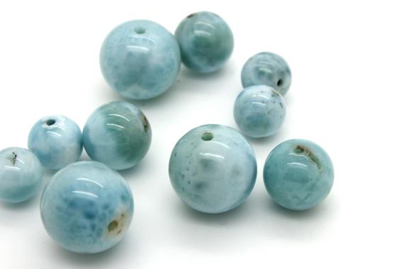 Single Bead - High Quality Aaa Genuine Larimar Natural Gemstone Smooth Polished Round Sphere Stone 12mm Beads - Pg311 Single