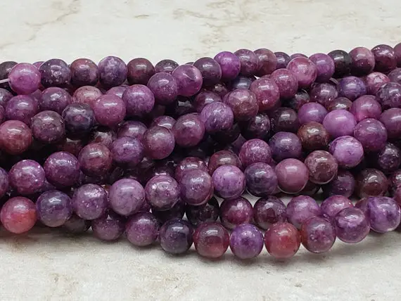 4mm Or 6mm Or 8mm Lepidolite Polished Round Beads, 15 Inch