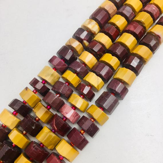 Mookaite Jasper Faceted Rondelle Wheel Discs Beads Approx 11-12mm 15.5" Strand