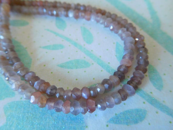 Peach Moonstone Rondelle Beads - 1/2 Strand, Luxe Aaa, 3-4 Mm - June Birthstone Wholesale Gemstone Beads Solo 34