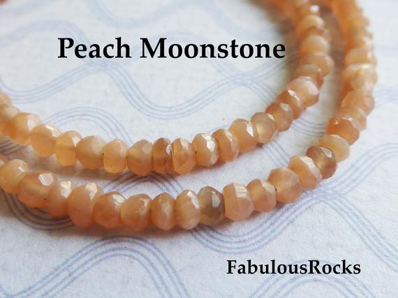 Natural Moonstone Gemstone Beads Rondelles, 13" Strand, 3-4 Mm Pick Peach, Rainbow, Multi Chocolate Moonstone, Luxe Aaa, June Birthstone 34
