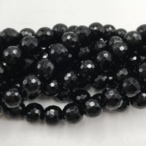 Shop Onyx Beads! 2.0mm Hole Black Onyx Faceted Round Beads 6mm 8mm 10mm 12mm 15.5" Strand | Natural genuine beads Onyx beads for beading and jewelry making.  #jewelry #beads #beadedjewelry #diyjewelry #jewelrymaking #beadstore #beading #affiliate #ad