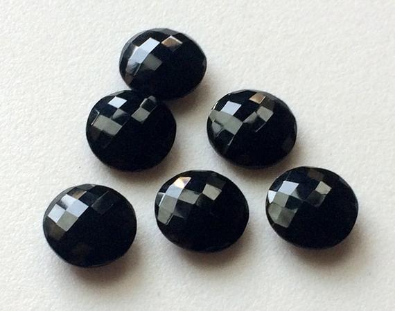 14mm Each Black Onyx Faceted Round Gemstones, 5 Pieces Double Side Cut Black Onyx Round Gems Stones For Jewelry - Ks3150