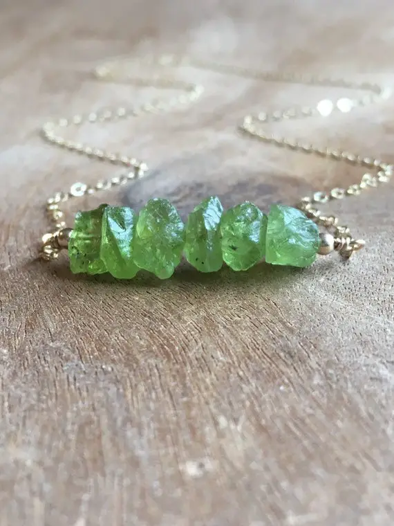 Raw Peridot Necklace Gold Or Silver, August Birthstone Necklace, Gift For Her, Necklaces For Women
