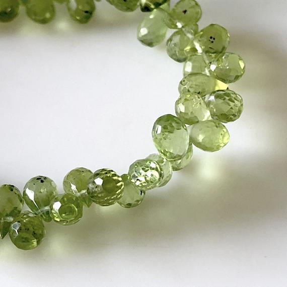Natural Peridot Faceted Teardrop Briolette Beads 5mm To 6mm Green Peridot Teardrop Beads Sold As 8 Inches & 4 Inches, Gds1677