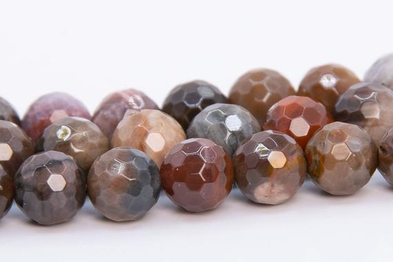 6mm Brown Petrified Wood Jasper Beads Grade Aaa Genuine Natural Gemstone Micro Faceted Round Loose Beads 15" /7.5" Bulk Lot Options (109954)