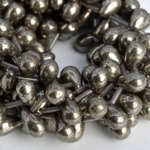 Shop Pyrite Bead Shapes! 10×8-12x8MM Copper Pyrite Beads Teardrop Top Drilled AAA Genuine Natural Gemstone Half Strand Beads 7.5" BULK LOT 1,3,5,10,50 (104781h-1305) | Natural genuine other-shape Pyrite beads for beading and jewelry making.  #jewelry #beads #beadedjewelry #diyjewelry #jewelrymaking #beadstore #beading #affiliate #ad