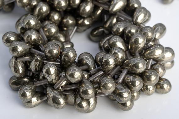 9x6-10x6mm Copper Pyrite Beads Teardrop Top Drilled Aaa Genuine Natural Gemstone Half Strand Beads 7.5" Bulk Lot 1,3,5,10,50 (104781h-1305)