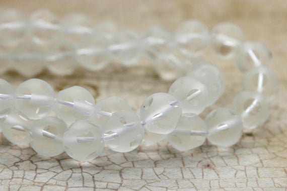 Quartz Beads, Natural Clear Matte Quartz Round Faceted Loose Gemstone Beads (4mm 6mm 8mm 10mm) - Rnf01