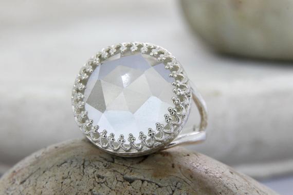 Crystal Quartz Ring · Statement Ring · Cocktail Ring · Lace Ring · Silver Ring · Gemstone Ring · Birthday Ring · Daughter Ring