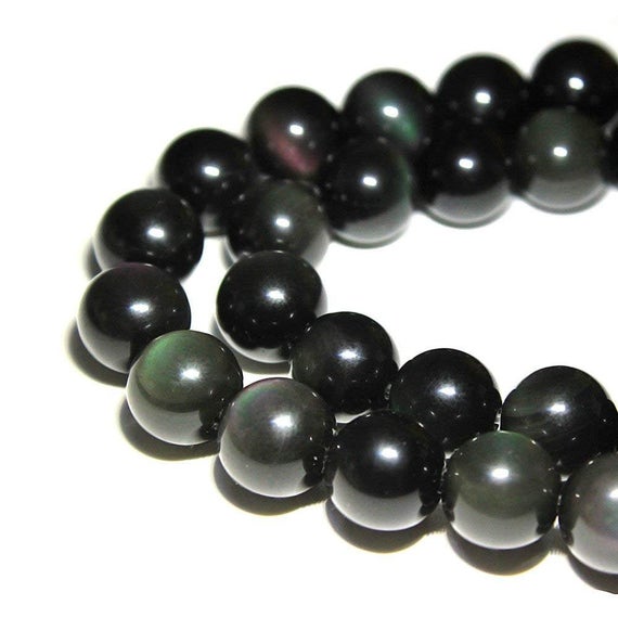 2.0mm Hole Rainbow Obsidian Smooth Round Beads 6mm 8mm 10mm 15.5" Strand