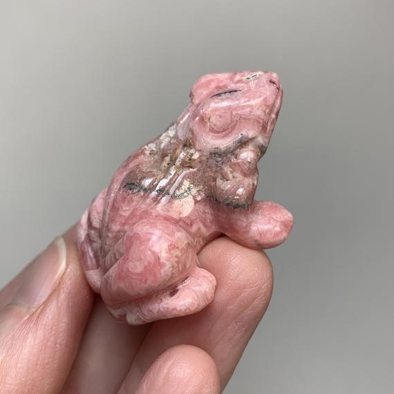 Rhodochrosite Frog 1.7" - Carved Animal- Natural Stone- Genuine Crystal- Collectible- Gift- Home Decor- Meditation Stone- From Argentina 39g