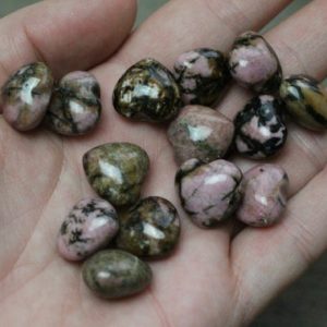 Rhodonite Small Stone Shaped Puffy Heart K253 | Natural genuine stones & crystals in various shapes & sizes. Buy raw cut, tumbled, or polished gemstones for making jewelry or crystal healing energy vibration raising reiki stones. #crystals #gemstones #crystalhealing #crystalsandgemstones #energyhealing #affiliate #ad