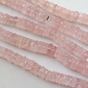 Shop Rose Quartz Faceted Beads! 8-8.5mm Rose Quartz Faceted Spacer Beads, Natural Rose Quartz Tyre Beads, Rose Quartz For Necklace, Rose Quartz (4IN To 8IN Options) | Natural genuine faceted Rose Quartz beads for beading and jewelry making.  #jewelry #beads #beadedjewelry #diyjewelry #jewelrymaking #beadstore #beading #affiliate #ad