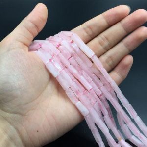 Rectangle Rose Quartz Tube Beads Gemstone Rectangle Beads Pink Quartz Crystal Gemstone beads 4x14mm High Quality Jewelry Supplies | Natural genuine other-shape Gemstone beads for beading and jewelry making.  #jewelry #beads #beadedjewelry #diyjewelry #jewelrymaking #beadstore #beading #affiliate #ad