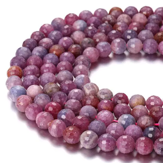 Genuine Ruby Faceted Round Beads 4mm 5mm 6mm 7mm 8mm 9mm 10mm 11mm 15.5" Strand