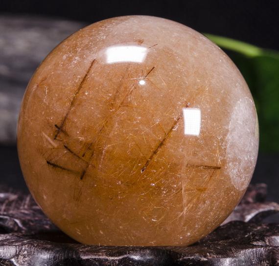 1.77"rare Golden And Red Rutilated Quartz Sphere/golden Threads Included In Crystal Sphere/gold Needles Inside Crystal Ball-45mm 140g #9741