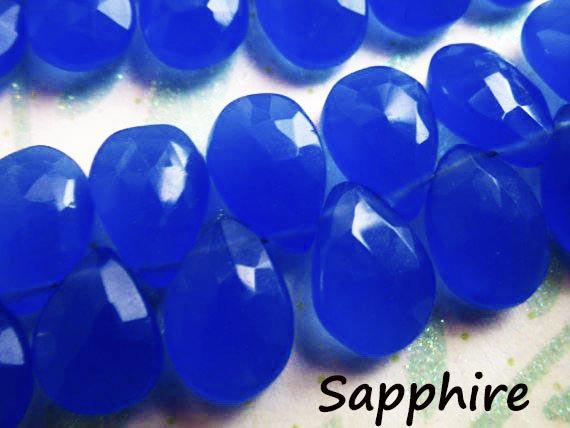 Sapphire Cobalt Blue Chalcedony Beads / 2-20 Pcs, 10-12 Mm, Aaa / Large Faceted Pear Briolettes, Loose Gemstone Beads Bgg 1012 Solo
