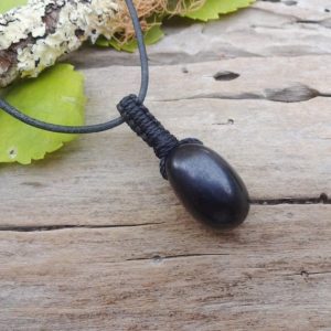 Shop Shungite Pendants! Shungite pendant adjustable leather necklace Mens /EMF protection jewelry necklace for Man Dads gift idea | Natural genuine Shungite pendants. Buy handcrafted artisan men's jewelry, gifts for men.  Unique handmade mens fashion accessories. #jewelry #beadedpendants #beadedjewelry #shopping #gift #handmadejewelry #pendants #affiliate #ad