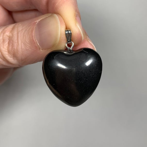 1 Shungite Pendant - Heart Shaped - Natural Crystal - Stone Jewelry - Gift - Healing Crystal - Meditation Stone - From Russia