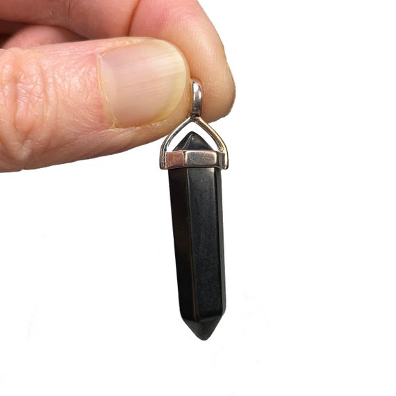 1 Shungite Pendant - Hexagon Shaped - Natural Crystal - Stone Jewelry - Gift - Healing Crystal - Meditation Stone - From Russia