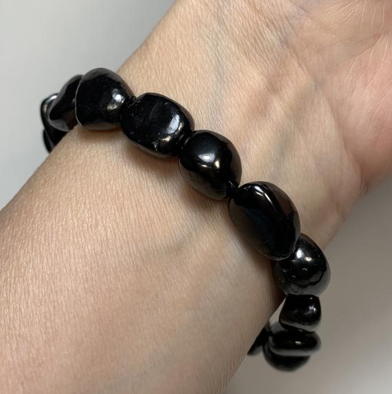 Shungite Bracelet - Genuine Crystals - Tumbled Stones - Stretchable - Natural - Healing Crystal- Meditation Stone- Jewelry Gift- From Russia