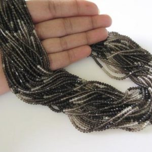 Shop Smoky Quartz Faceted Beads! 2.5mm Natural Smoky Quartz Faceted Round Rondelles Beads, Excellent Uniform Cut, 13 Inch Strand, GDS496 | Natural genuine faceted Smoky Quartz beads for beading and jewelry making.  #jewelry #beads #beadedjewelry #diyjewelry #jewelrymaking #beadstore #beading #affiliate #ad