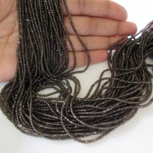 Shop Smoky Quartz Faceted Beads! 2mm Natural Smoky Quartz Faceted Round Rondelles Beads, Excellent Uniform Cut, 13 Inch Strand, GDS497 | Natural genuine faceted Smoky Quartz beads for beading and jewelry making.  #jewelry #beads #beadedjewelry #diyjewelry #jewelrymaking #beadstore #beading #affiliate #ad