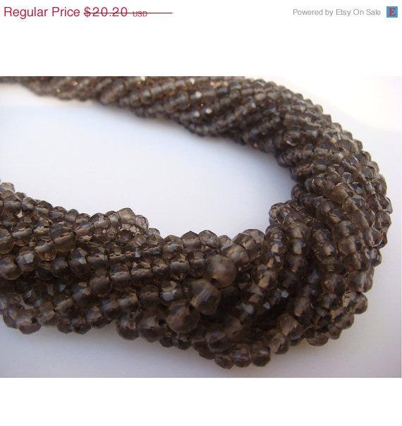 13 Inch Strand 3mm Smoky Quartz Micro Faceted Rondelle Beads, Sold As 1 Strand/5 Strand, L6