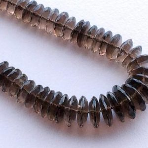 Shop Smoky Quartz Bead Shapes! 8-10mm Smoky Quartz Faceted German Beads, Smoky Quartz German Rondelle Disc Beads For Jewerly, Brown Color Beads (7IN To 14IN Options) | Natural genuine other-shape Smoky Quartz beads for beading and jewelry making.  #jewelry #beads #beadedjewelry #diyjewelry #jewelrymaking #beadstore #beading #affiliate #ad