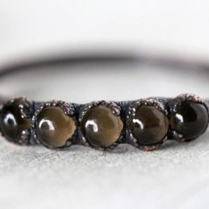 Smoky Quartz Ring – Multi Stone Crystal Ring – Stacking Ring – Electroformed Ring | Natural genuine Gemstone rings, simple unique handcrafted gemstone rings. #rings #jewelry #shopping #gift #handmade #fashion #style #affiliate #ad