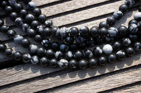 Snowflake Obsidian 7-8mm Round Beads  (etb00152)