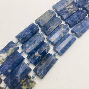 Shop Sodalite Beads! Sodalite Faceted Flat Rectangle Cylinder Tube Beads 14x28mm 15.5" Strand | Natural genuine beads Sodalite beads for beading and jewelry making.  #jewelry #beads #beadedjewelry #diyjewelry #jewelrymaking #beadstore #beading #affiliate #ad
