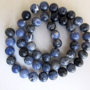 Shop Sodalite Round Beads! Sodalite Large Hole Gemstone beads, 8mm Sodalite Smooth Round Beads, Drill Size 1mm, 15 Inch Strand, GDS570 | Natural genuine round Sodalite beads for beading and jewelry making.  #jewelry #beads #beadedjewelry #diyjewelry #jewelrymaking #beadstore #beading #affiliate #ad