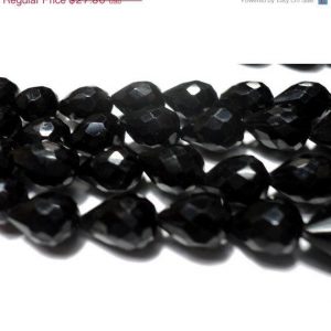 Black Spinel Briolettes, Faceted Spinel, Tear Drop Beads, Straight Drilled Beads, 6x8mm Briolette Beads, 9 Inch Hal | Natural genuine other-shape Gemstone beads for beading and jewelry making.  #jewelry #beads #beadedjewelry #diyjewelry #jewelrymaking #beadstore #beading #affiliate #ad