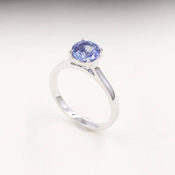 14k Round Tanzanite Solitaire Engagement Ring / Tanzanite Wedding Ring / White Gold / Tanzanite Ring / Simple Tanzanite Ring / Promise Ring