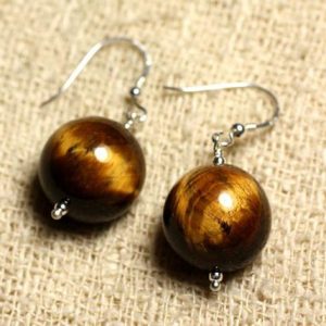 Shop Tiger Eye Earrings! Boucles oreilles Argent 925 – Oeil de Tigre 16mm | Natural genuine Tiger Eye earrings. Buy crystal jewelry, handmade handcrafted artisan jewelry for women.  Unique handmade gift ideas. #jewelry #beadedearrings #beadedjewelry #gift #shopping #handmadejewelry #fashion #style #product #earrings #affiliate #ad