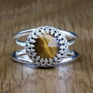 Shop Tiger Eye Rings! Tiger Eye Ring · Delicate Gemstone Ring · Everyday Silver Ring · Unique Ring · Semiprecious Ring · Brown Silver Ring | Natural genuine Tiger Eye rings, simple unique handcrafted gemstone rings. #rings #jewelry #shopping #gift #handmade #fashion #style #affiliate #ad