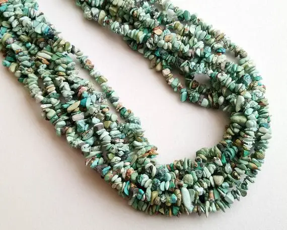 3-8mm Turquoise Chips Beads, Natural Turquoise Gemstone Chips, Chip Beads, Turquoise For Necklace, 32 Inch (1strand To 5strand Options)