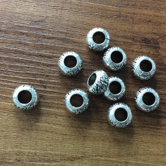 30pcs Ab Color Rhinestone Spacer Beads, Large Hole Silver Spacer Rondelle Beads, 10mm