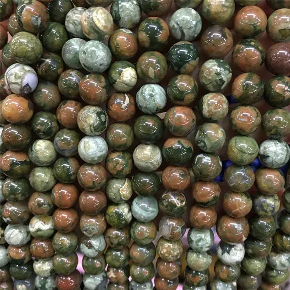 8 Mm 10mm Rhyolite Jasper Smooth Round Beads ,green Beads, Wholesale Beads , Full Strand