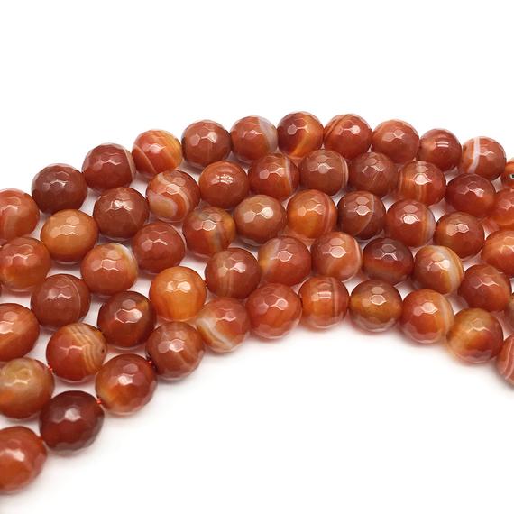 8mm Faceted Red Agate Beads, Gemstone Beads, Wholesale Beads