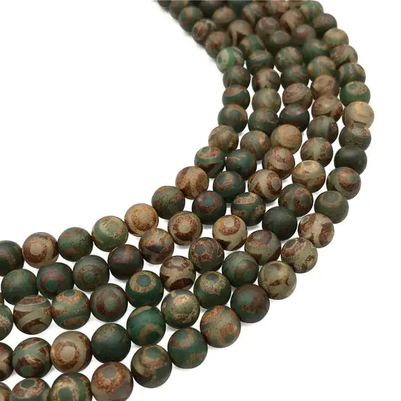 8mm Matte Tibetan Agate Beads, Gemstone Beads, Wholesale Beads