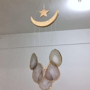 Shop Agate Bead Shapes! Gray Agate Windchime Suncatcher Agate Slice Wind Chime Star&Crescent Wind Chimes Gemstone Crystal Gift Home Window Decoration | Natural genuine other-shape Agate beads for beading and jewelry making.  #jewelry #beads #beadedjewelry #diyjewelry #jewelrymaking #beadstore #beading #affiliate #ad
