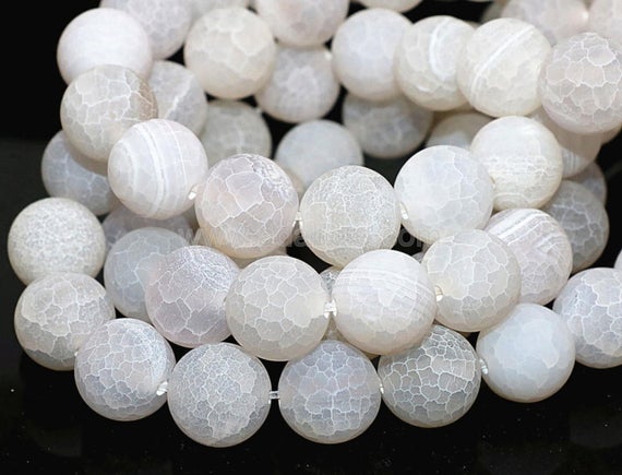U Pick 1 Strand/15" Top Quality Natural White Frosted Weathered Agate Healing Gemstone 4mm 6mm 8mm 10mm Round Beads For Jewelry Making
